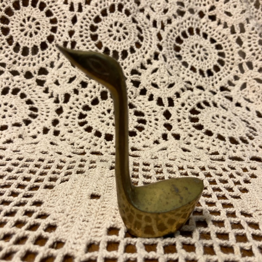 Petite 3 Inch Brass Craning Bird Swan - Long Neck